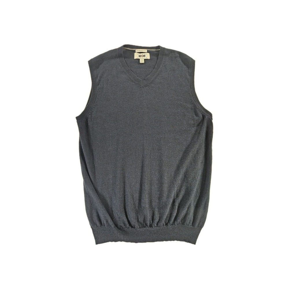 Joseph Abboud Extra Fine‎ Merino Wool Sweater Vest Mens L Navy Blue Preppy